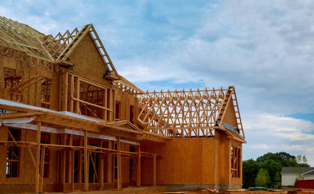 New Utah home construction showing a home being framed